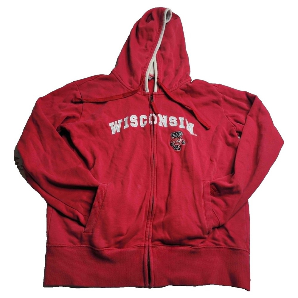 Colosseum Athletics Wisconsin Badgers Red Full Zip Hoodie Men's Medium College